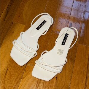 T.J.Maxx White Strappy Square-Toe Slingback Sandals